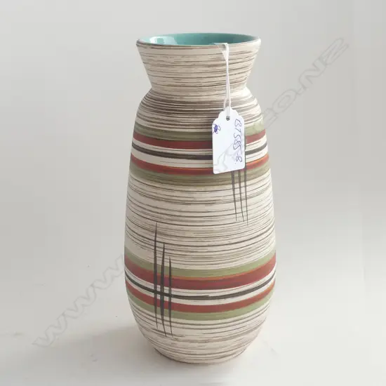 WEST GERMAN RETRO CERAMIC VASE MATT STRIPES H.205mm