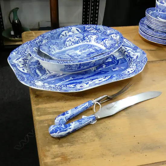 SPODES ITALIAN ASHETTE 410x320mm + CARVING KNIVE & FORK + 2 DISHES (1 AF)