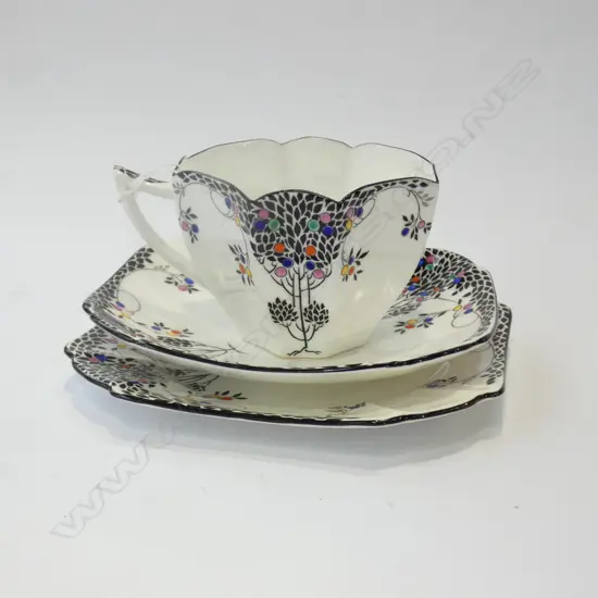 SHELLEY QUEEN ANNE TRIO - LEAFY BLACK TREES 11575