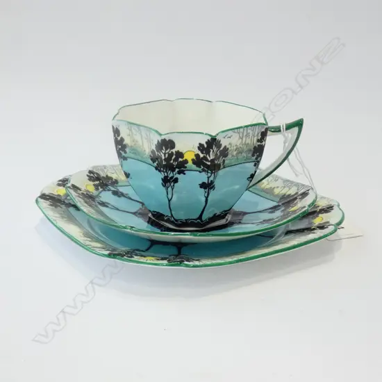 SHELLEY QUEEN ANNE TRIO - BLUE - TREES AT SUNSET 11514