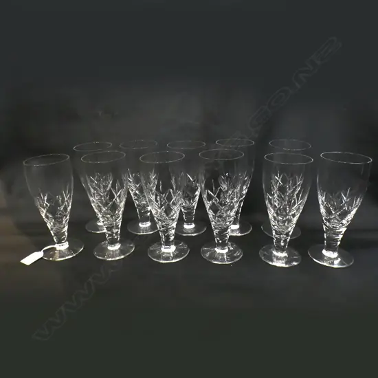 SET OF 11 STUART CRYSTAL CHAMPAGNE GLASSES H.170mm