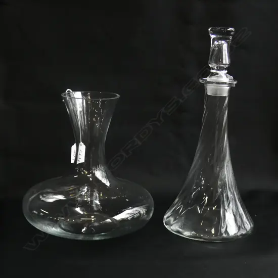 2 DECANTERS; ORREFORS SWEDEN H.330mm + WINE