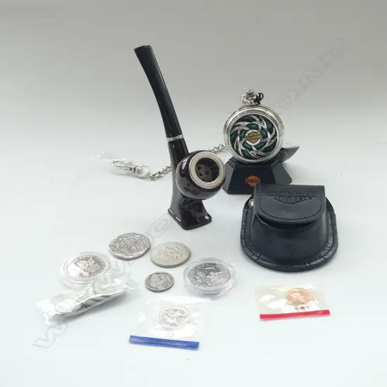 ASST. AMERICAN COINS, PIPE, ETC