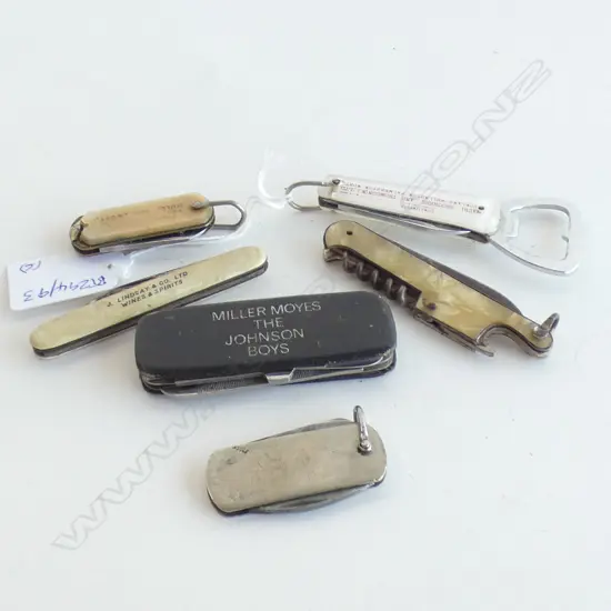 6 OLD ADVERTISING POCKET KNIVES MOSTLY N.Z