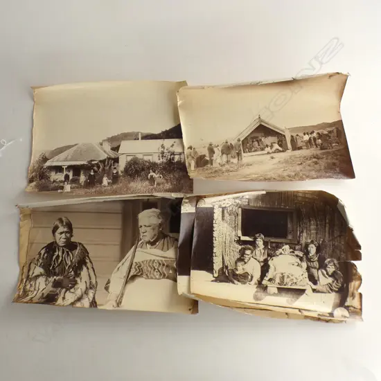 6 VINTAGE REPRINT 19thC PHOTOS MAORI FAMILY GROUPS some faults 200x270mm approx