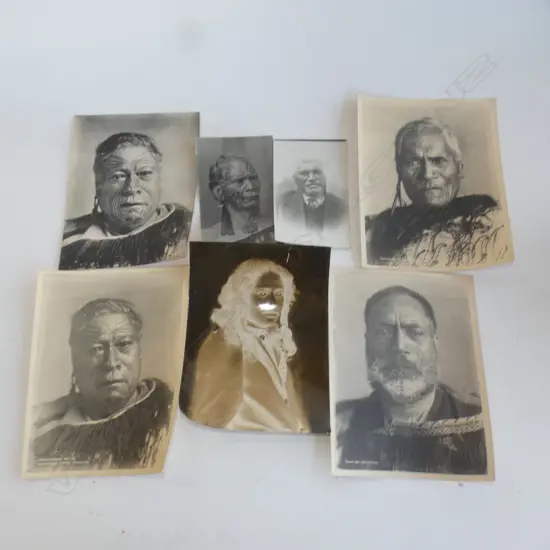 7 VINTAGE REPRINT PHOTOS 19thC MAORI PORTRAITS 160x200mm approx