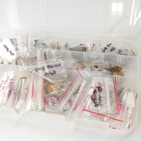 PLASTIC BOX OF ASST WORLD COINS