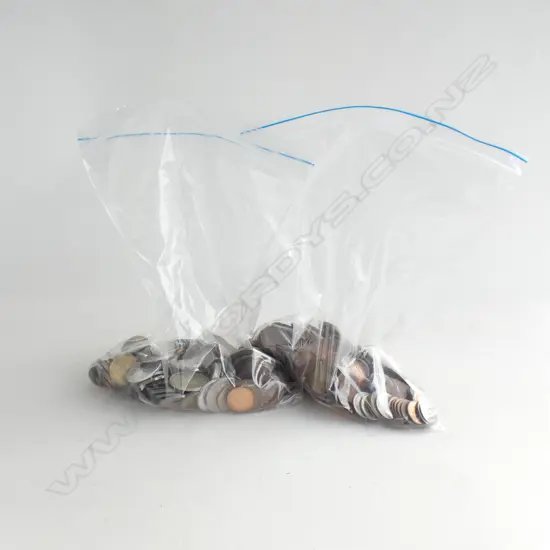2 BAGS OLD COINS; NZ & WORLD