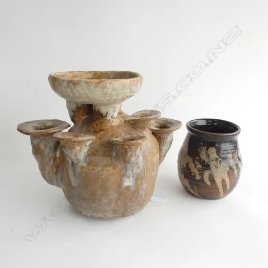 POTTERY SCULPTURE  230mm H. + VASE