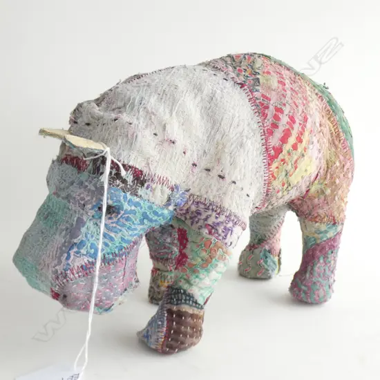 OLD STICHED RAG COVERED HIPPOPOTAMUS L.280mm