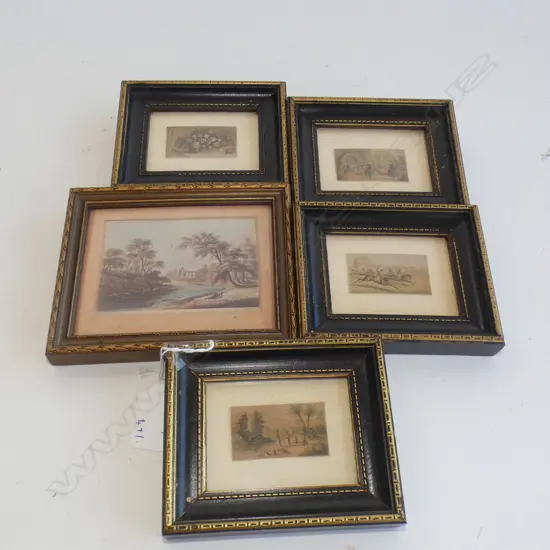 SET OF 4 FRAMED BAXTER PRINTS + 1 OTHER 25x45mm