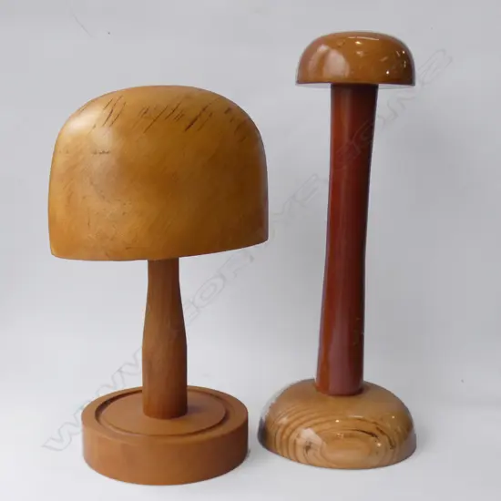 2 WOODEN HAT BLOCKS H.350mm