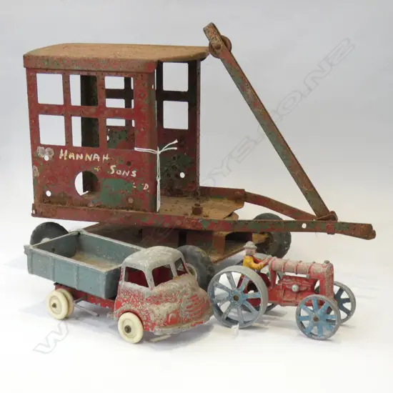 3 VINTAGE TOYS; FUN HO TRACTOR & TRUCK + L. BROS. AF