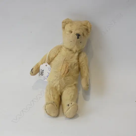 OLD PLUSH TEDDY BEAR STRAW FILLED EYES MISSING 210MM