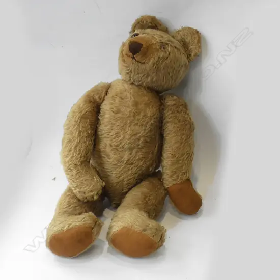OLD PLUSH TEDDY BEAR STRAW FILLED ONE BUTTON EYE MISSING 500MM