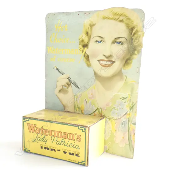VINTAGE WATERMANS FOUNTAIN PEN 'LADY PATRICIA' ADVERTISING STAND H 300MM