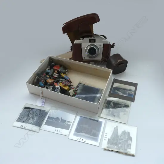 OLD CAMERA GLASS PHOTOGRAPHIC PLATES (EASTERN SCENES) AND ASSORTED LEAD ANIMALS