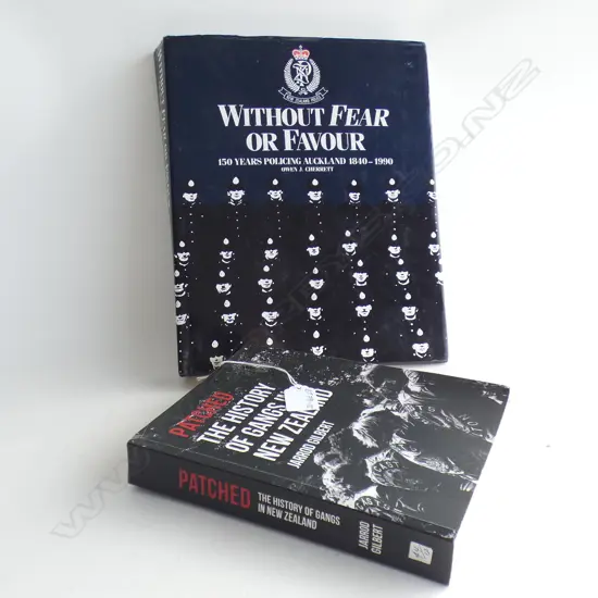 2 BOOKS. WITHOUT FEAR OR FAVOUR (NZ POLICE) + PATCHED (NZ GANGS)