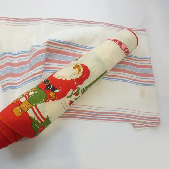 SWEDISH STRIPED HAND LOOM WOVEN TABLE RUNNER & SWEDISH LONG CHRISTMAS 1/2 CURTAIN