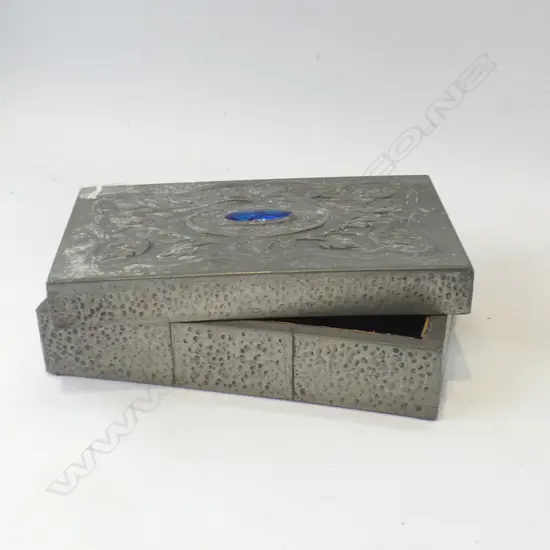 PEWTER JEWELLERY BOX W.210mm