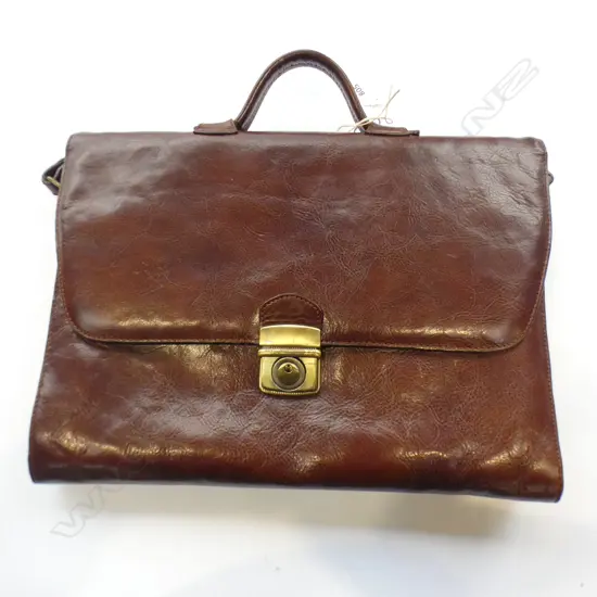 LEATHER SATCHEL / BRIEFCASE WITH SHOULDER STRAP 