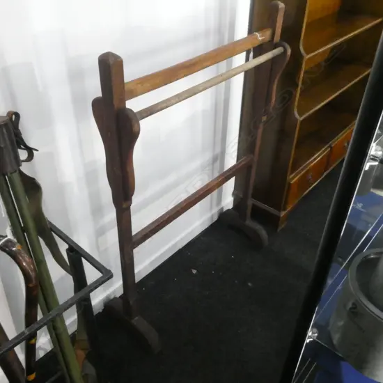 OLD WOODEN TOWEL RAIL  