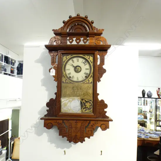 LATE 19thC AMERICAN 8 DAY 'ECLIPSE' WALL CLOCK H.690mm