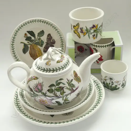 7 PCES ASST. PORTMEIRION; TEA POT, PLATES ETC