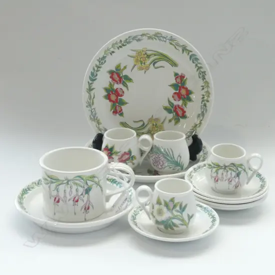 13 PCES ASST. PORTMEIRION; 4 CUPS & SAUCERS ETC