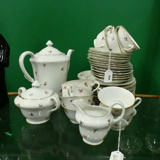 CZECH PORCELAIN 38 PC COFFEE SET; COFFEE POT, LIDDED SUGAR BOWL, MILK JUG 11 CUPS/12 PLATES & SAUCERS 