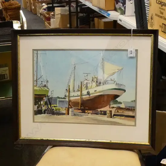 WATER COLOUR ON BOARD - FISHING BOAT DOROTHY MAY BY ALBERT O'DEA  365 X 255MM