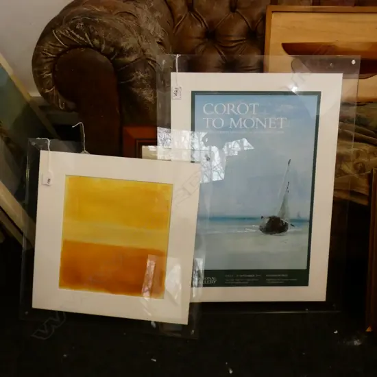 2 PERSPEX FRAMED PRINTS; ROTHKO 295x270mm + 'COROT TO MONET' NATIONAL GALLERY UK