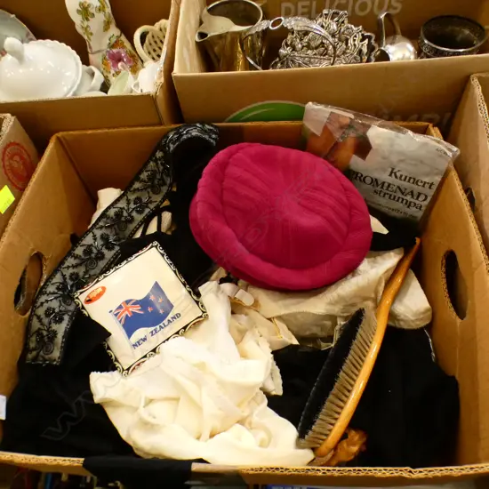 BOX ASST LADIES VINTAGE CORSETS / STOCKINGS INCL SILK ETC..