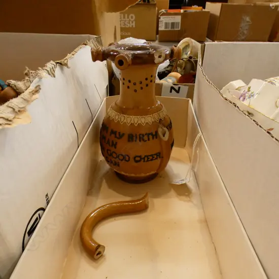 RARE DOULTON LAMBETH PUZZLE JUG "FROM MOTHER EARTH I CLAIM MY BIRTH.... INSCRIPTION AF 180MM HIGH 