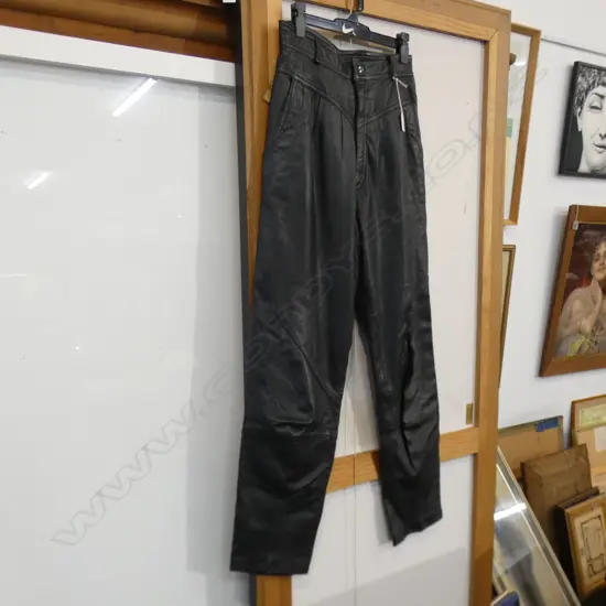 1980S BLACK LEATHER TROUSERS SIZE 12 