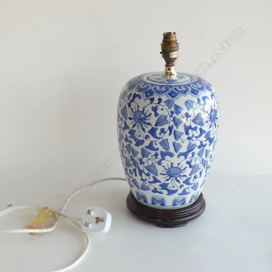 B/W GINGER JAR LAMP (NO SHADE) H.350mm