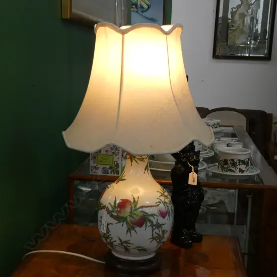 CHINESE FAMILLE ROSE PEACH BLOSSOM LAMP H.600mm