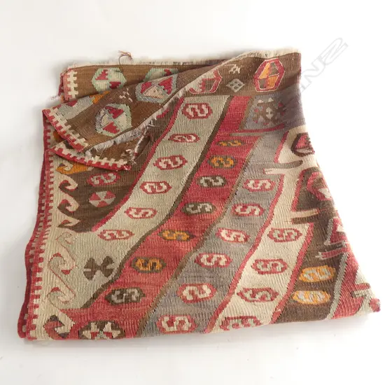 SMALL WOVEN KELIM TABLE RUNNER (faded and af) 1070 x 1250mm