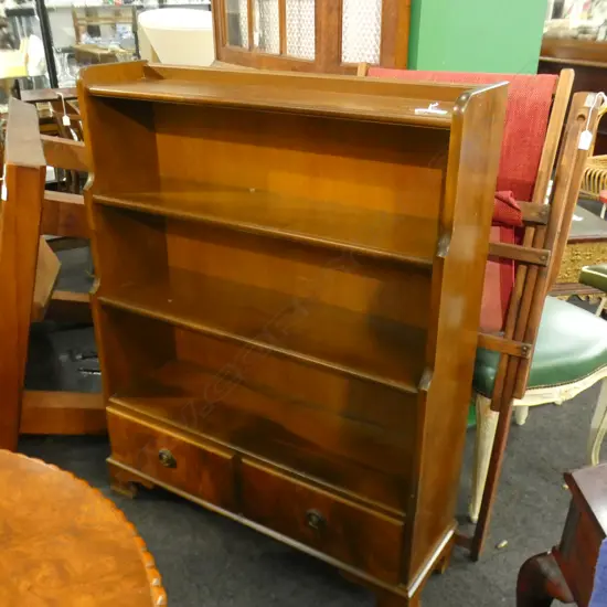 STEP DOWN MAHOGANY BOOKCASE 4 SHELF / 2 DRAWER H.1100mm