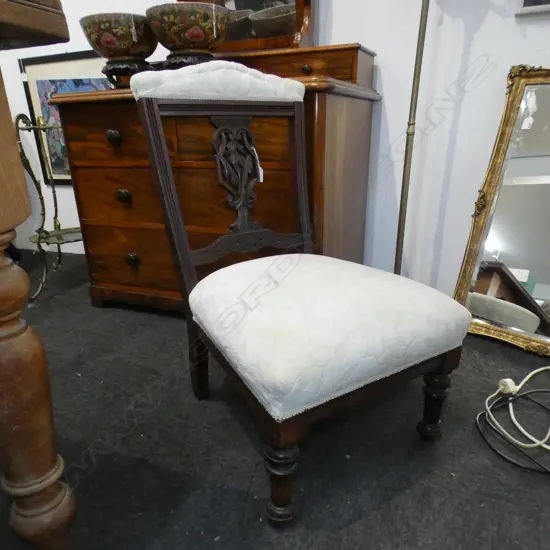 EDWARDIAN CHAIR WHITE UPHOLSTERY 