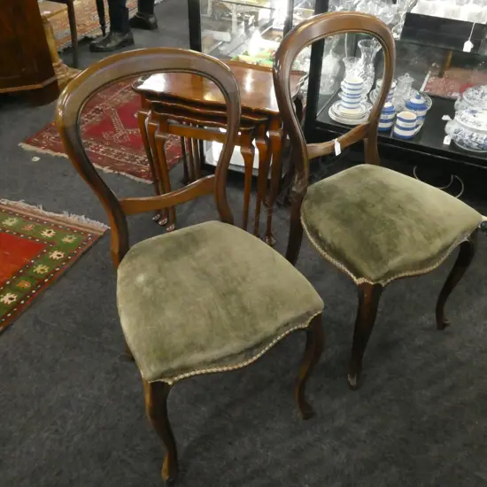 PR QUEEN ANNE STYLE MAHOGANY BALLOON BACK CHAIRS