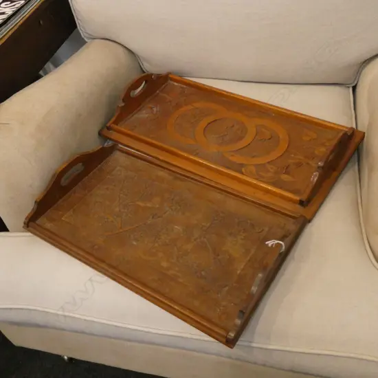 2 WOODEN TRAYS 585x300mm AF