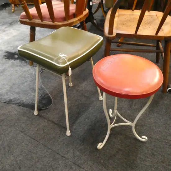 2 RETRO UPHOSTERED STOOLS 