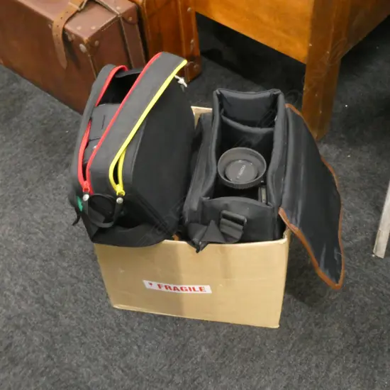 BOX LOT VINTAGE CAMERAS; CANON, YASHICA ETC