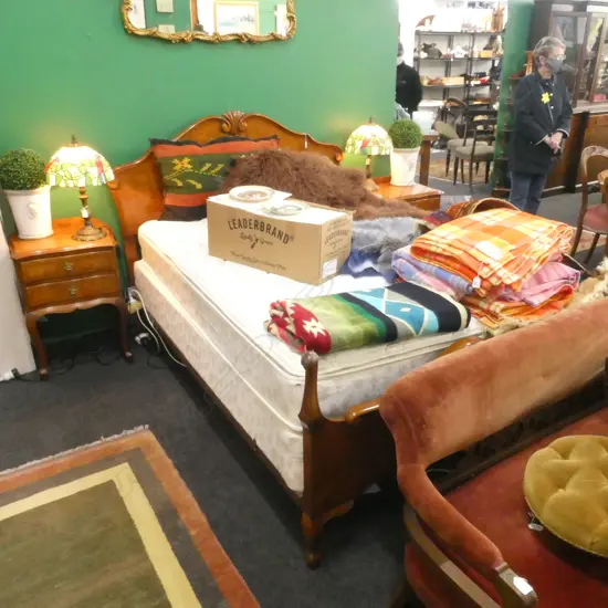 QUEEN ANNE STYLE BEDFRAME, HEADBOARD, MATTRESSES 