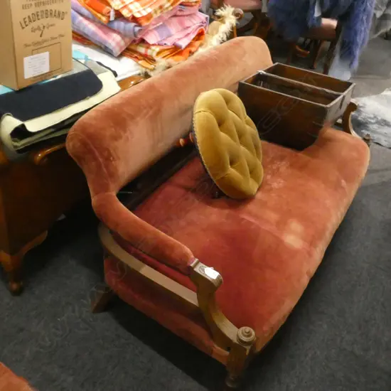EDWARDIAN MAROON VELVET SOFA W.1450mm