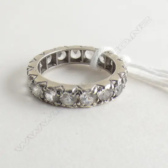 9CT WHITE GOLD AND FAUX DIAMOND ETERNITY BAND 3.66gm