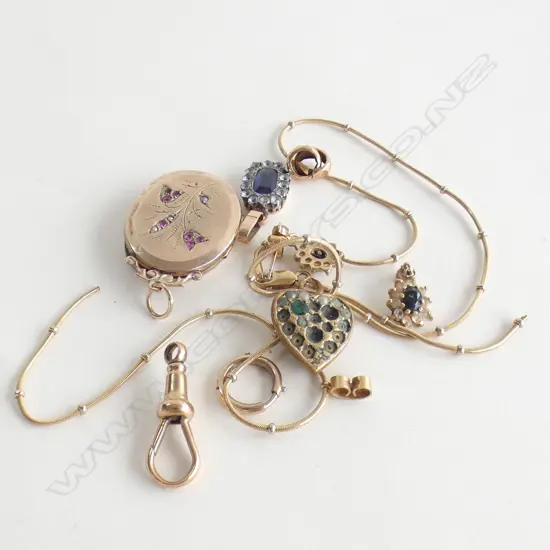 BAG OF BROKEN 9CT GOLD & GOLD PLATE PIECES 13gm