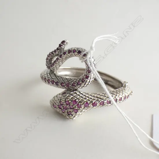925 & RED STONE SNAKE BANGLE 47 GRAMS