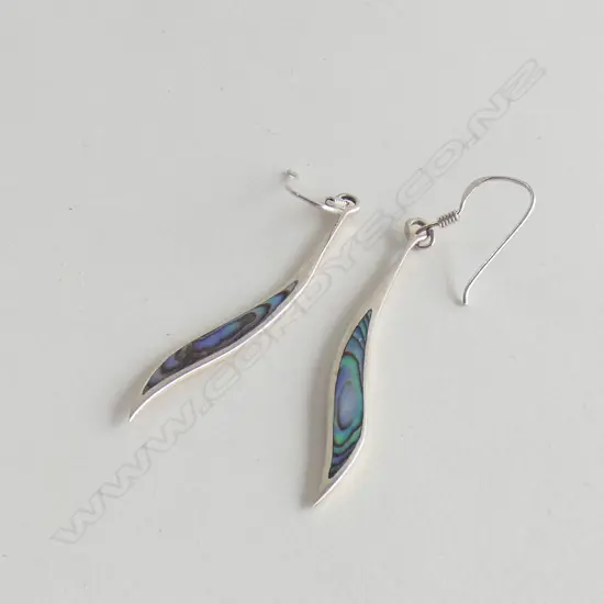 STG SILVER & PAUA DROP EARRINGS 